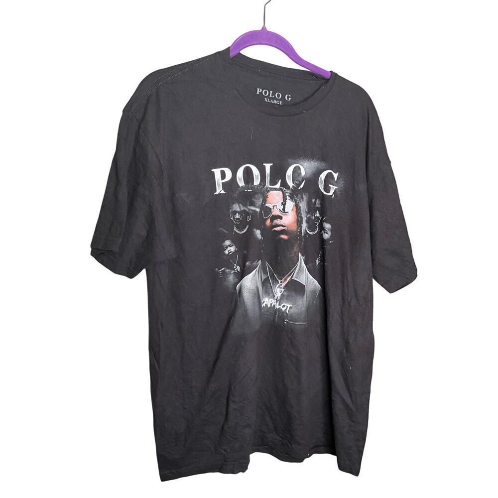 Polo G Mens Rapper‎ Capalot Authentic Graphic Print T-Shirt Cotton Black Size XL